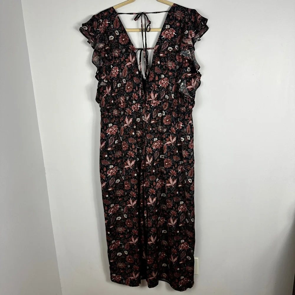 Madewell Dark Floral Wide Leg Jumpsuit Ruffle Womens Size 3X NEW Pampas Blooms - Picture 15 of 16